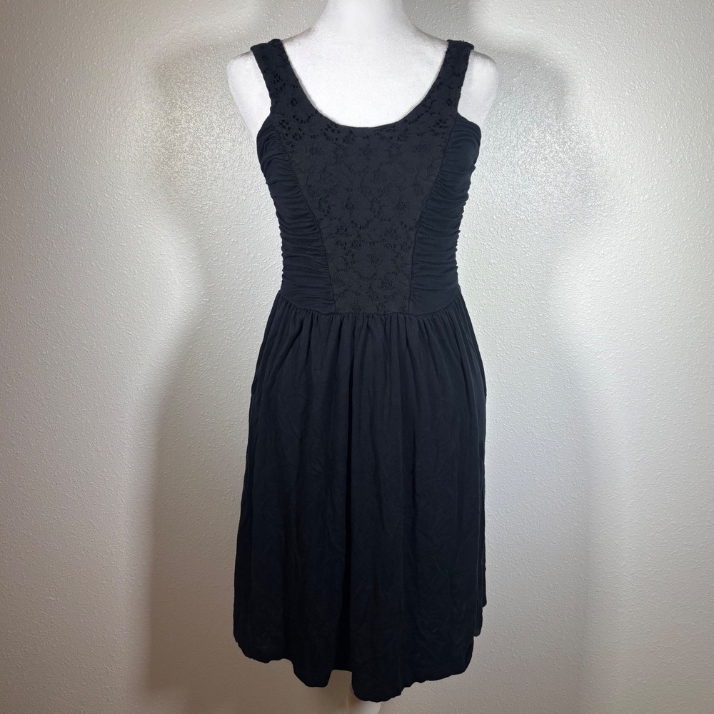 Whimsigoth Y2K Vintage dELiA*s Black Lace Ruched Sleeveless Dress Small